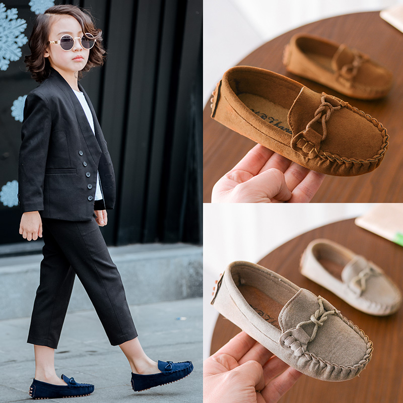 Boys' and girls' shoes Korean version casual children's shoes2022New Korean simple casual shoes Princess shoes Beans shoes Light small leather shoes