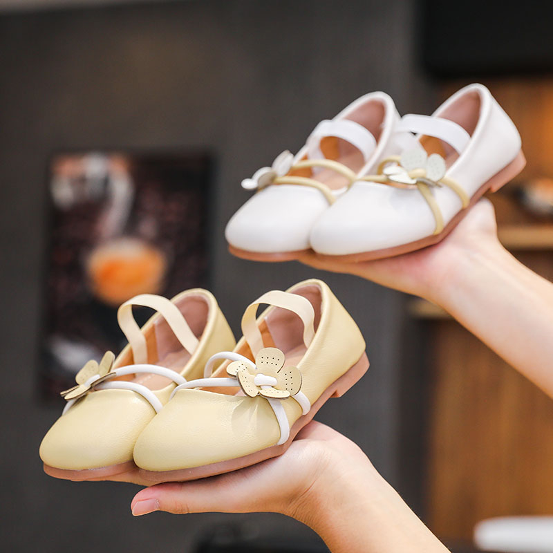 Girls' leather shoes autumn2023New Spring and Autumn Korean Edition Zhongda Tong Princess Shoes Soft Sole Soft Top Single Shoes Baby Bean Shoes